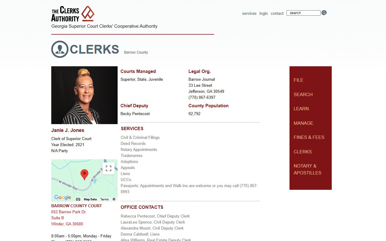 GSCCCA Barrow County clerk page for criminal court records