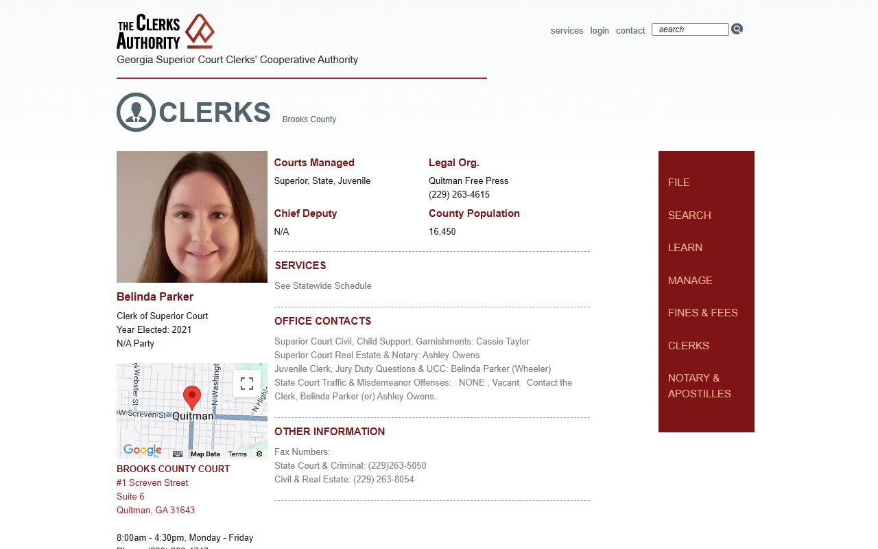 GSCCCA Brooks County clerk page for criminal court records access