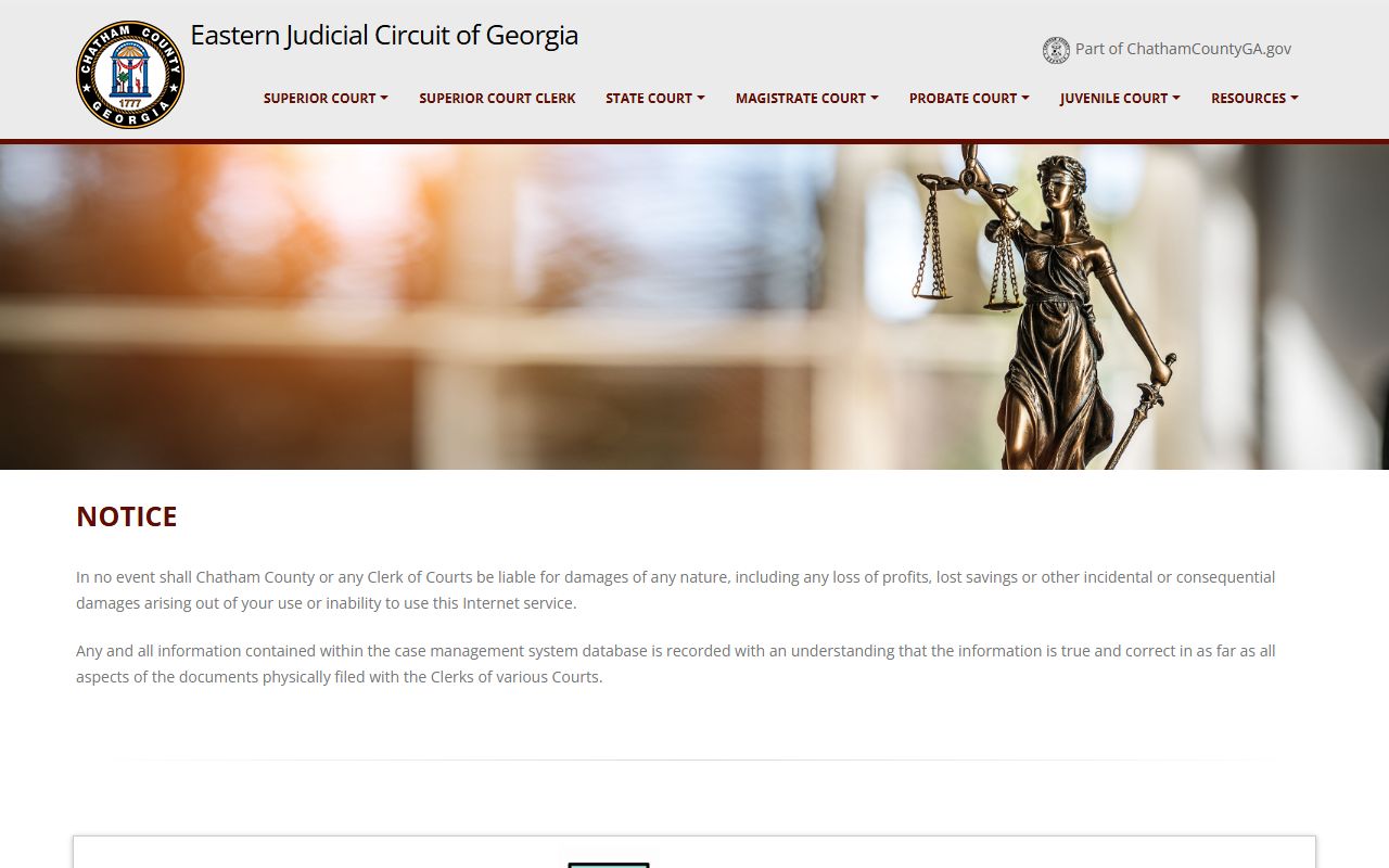 Chatham County Courts portal for searching criminal court records online