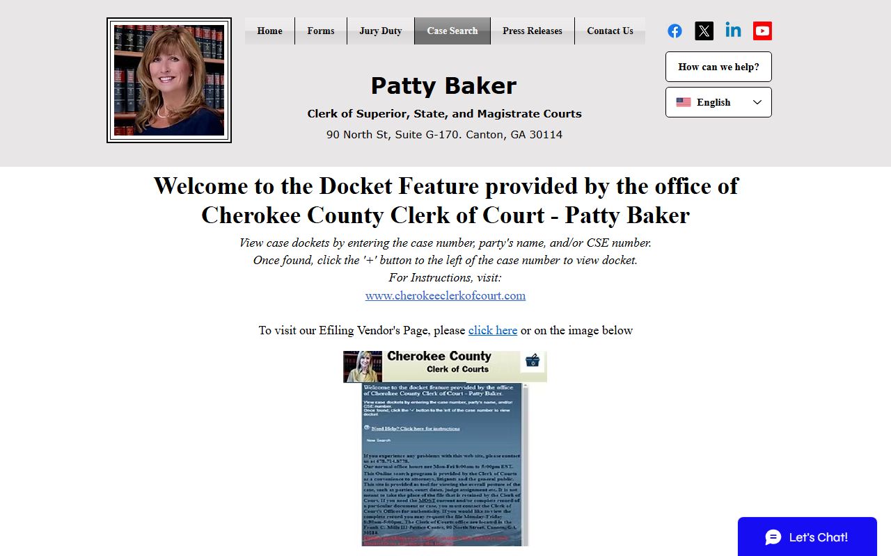 Cherokee County case search portal for looking up criminal court records online