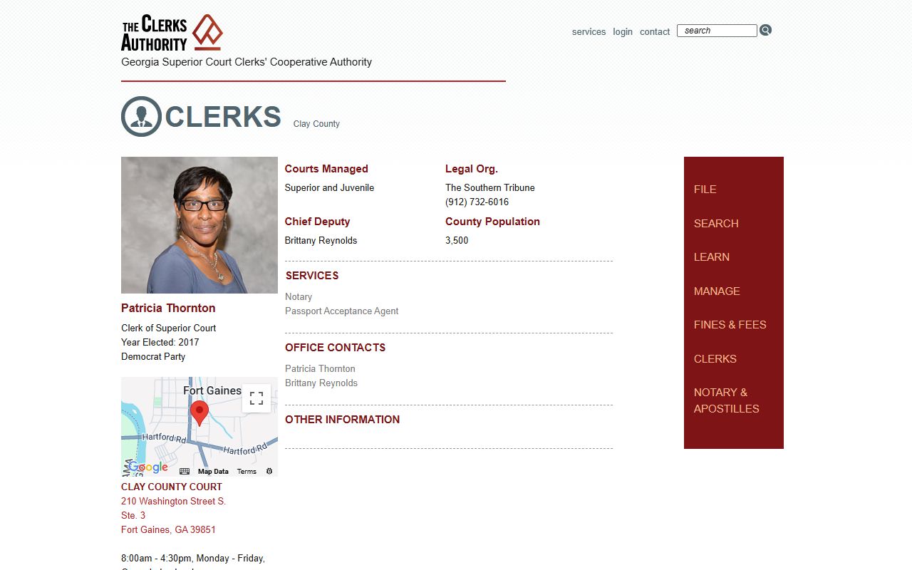 GSCCCA Clay County clerk page for criminal court records