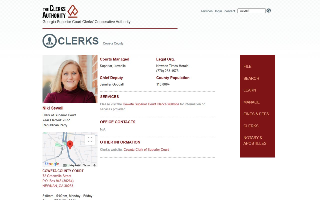 GSCCCA Coweta County clerk page for criminal court records information