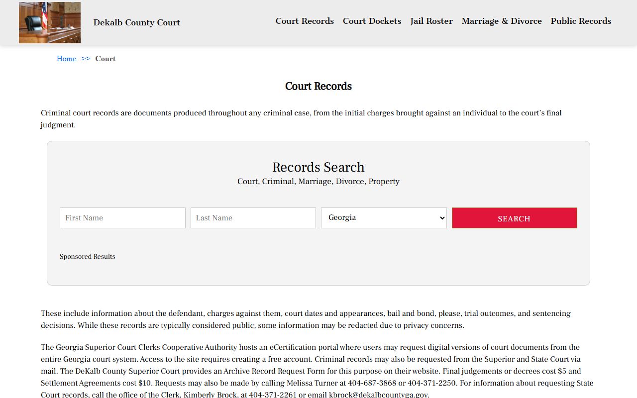 DeKalb County online court records resource for criminal case search