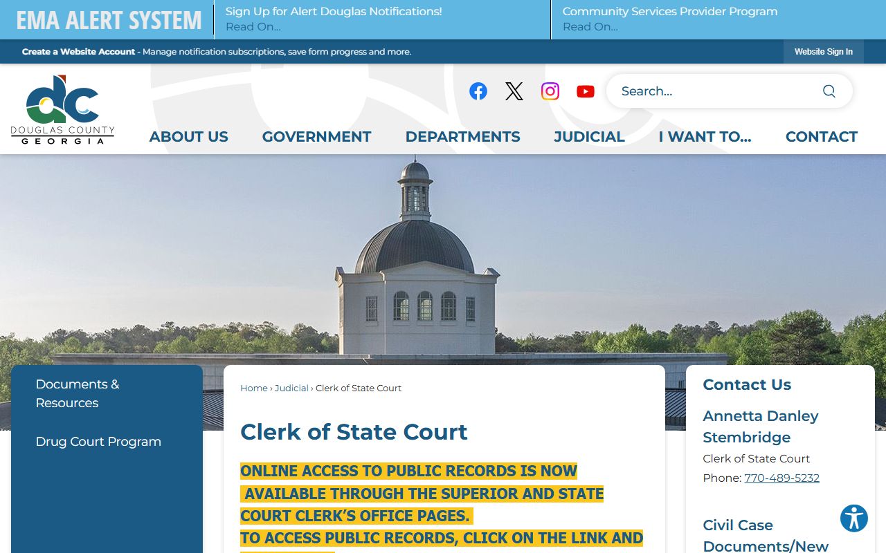 Douglas County Clerk of State Court page for criminal court records and traffic cases