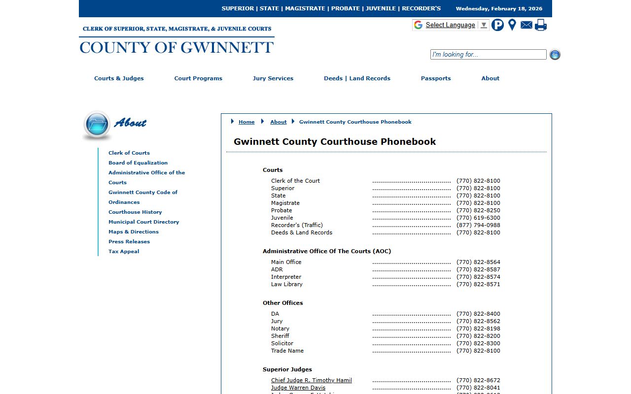 Gwinnett County courthouse phonebook for criminal court records contacts