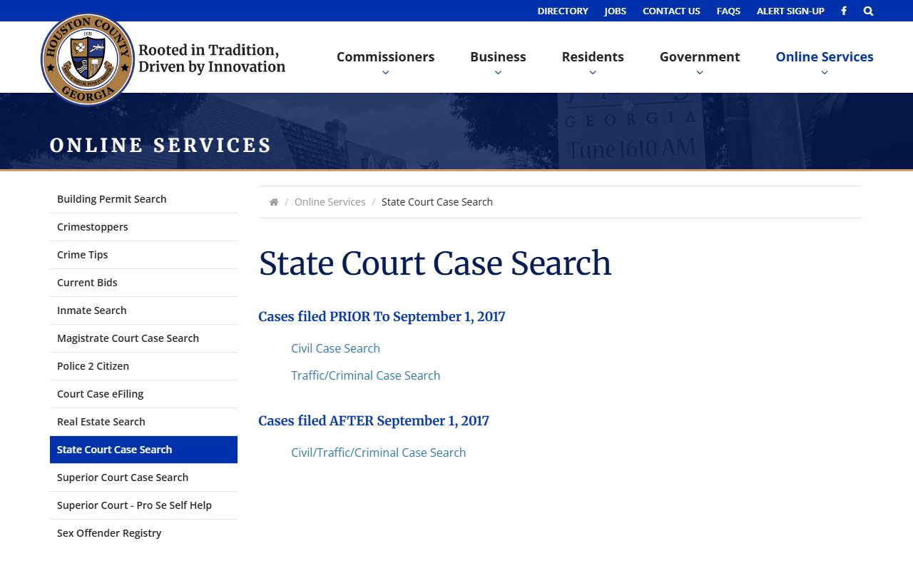 Houston County State Court case search for criminal court records