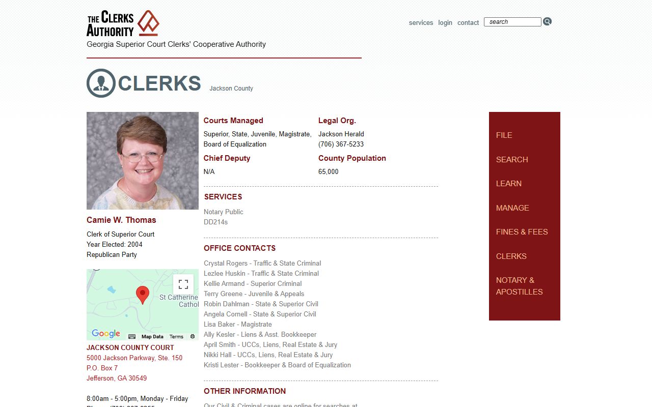 GSCCCA Jackson County clerk page for criminal court records