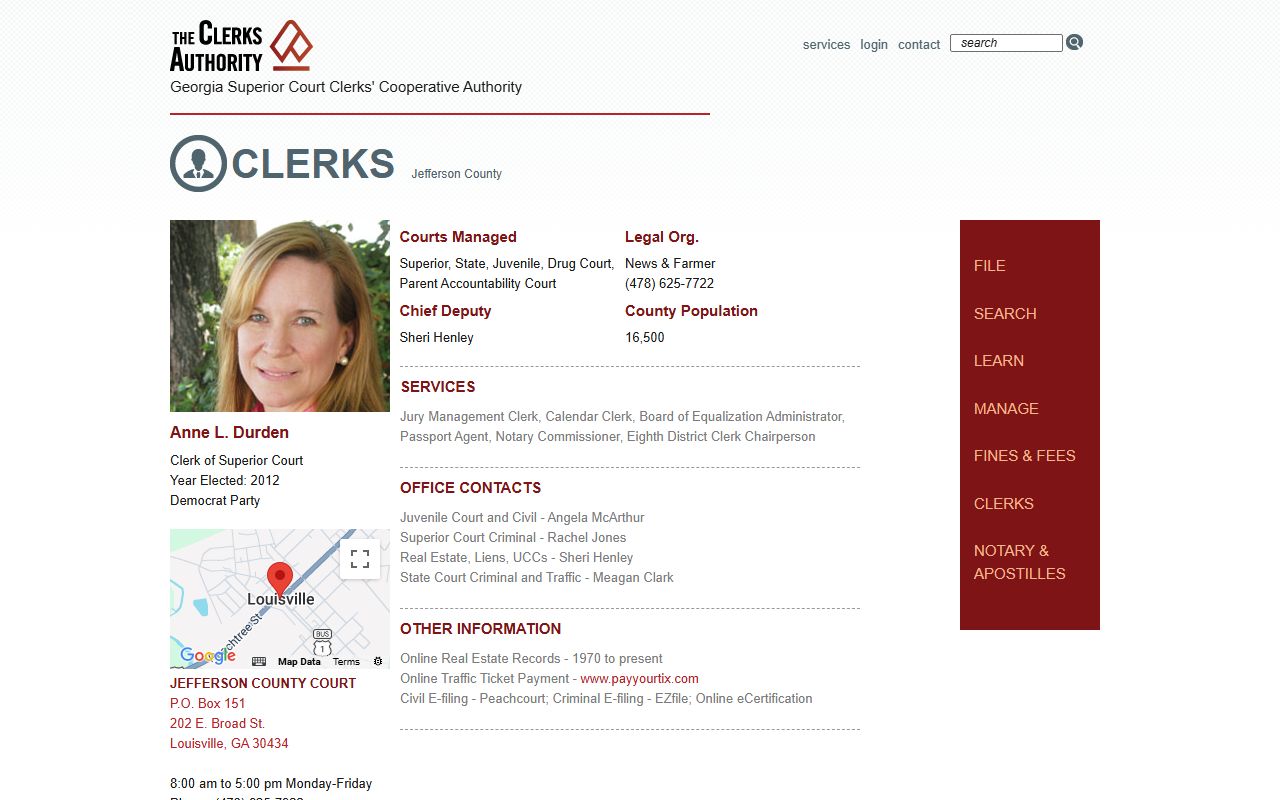 GSCCCA Jones County clerk page for criminal court records