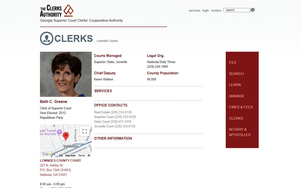 GSCCCA Lowndes County clerk page for criminal court records access