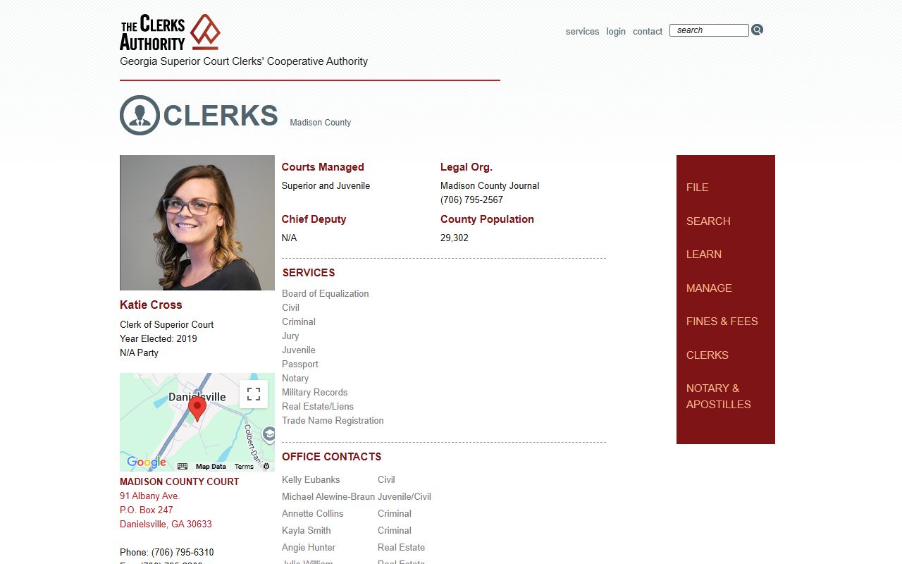 GSCCCA clerk page for Madison County criminal court records