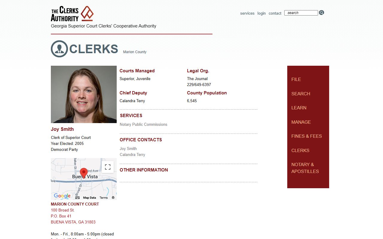 GSCCCA clerk page for Marion County criminal court records