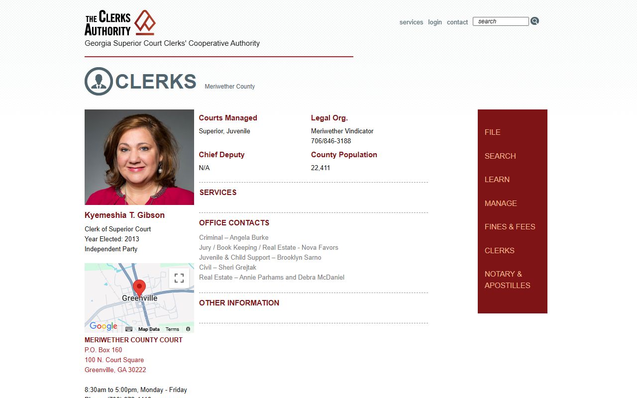 GSCCCA Meriwether County clerk page for criminal court records