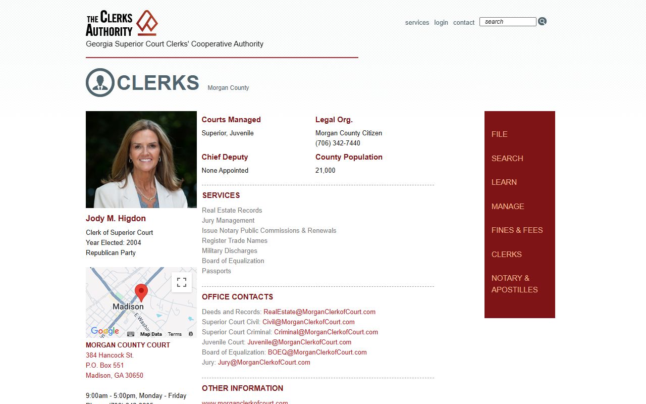 GSCCCA Morgan County clerk page for criminal court records