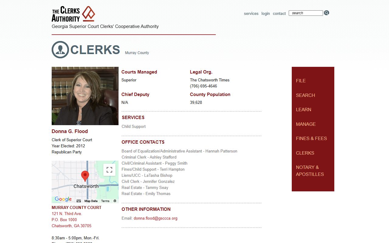 GSCCCA Murray County clerk page for criminal court records