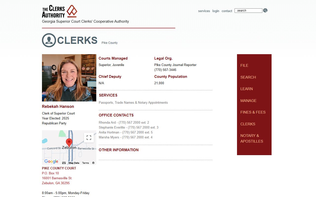 GSCCCA Pickens County clerk page for criminal court records