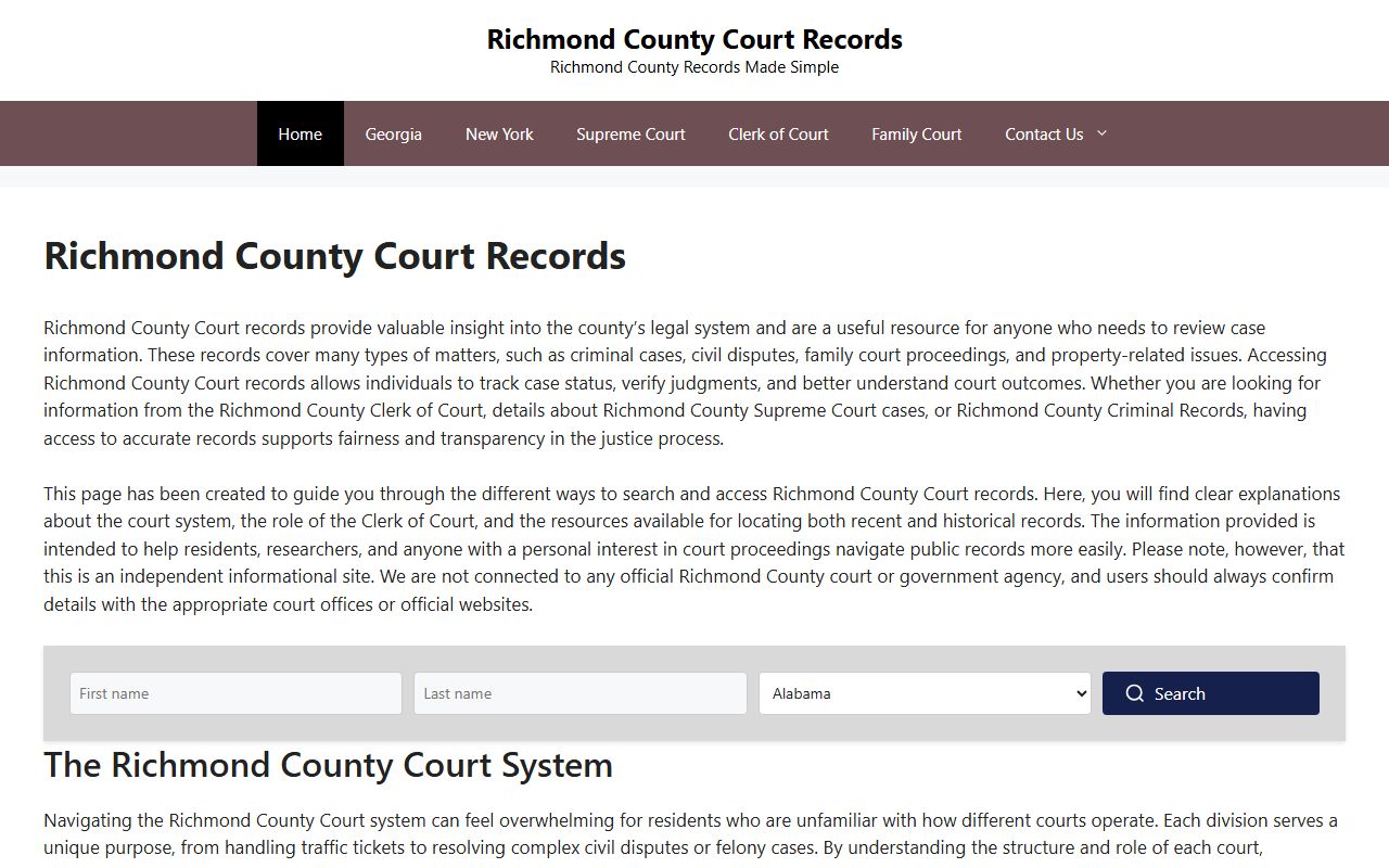 Richmond County court records search portal for criminal cases