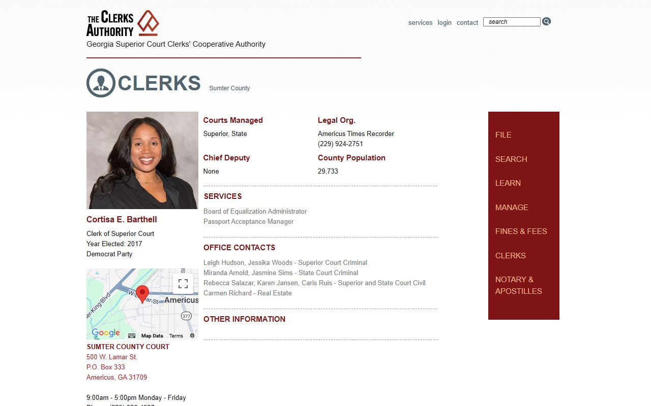 GSCCCA Sumter County clerk page for criminal court records