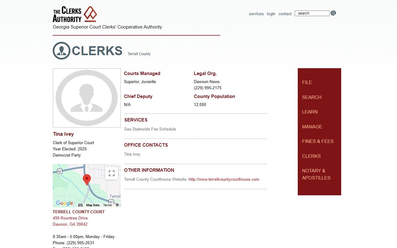 GSCCCA Taliaferro County clerk page for criminal court records