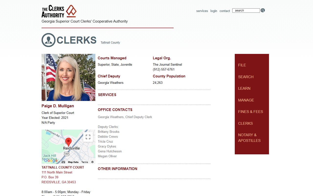 GSCCCA Tattnall County clerk page for criminal court records