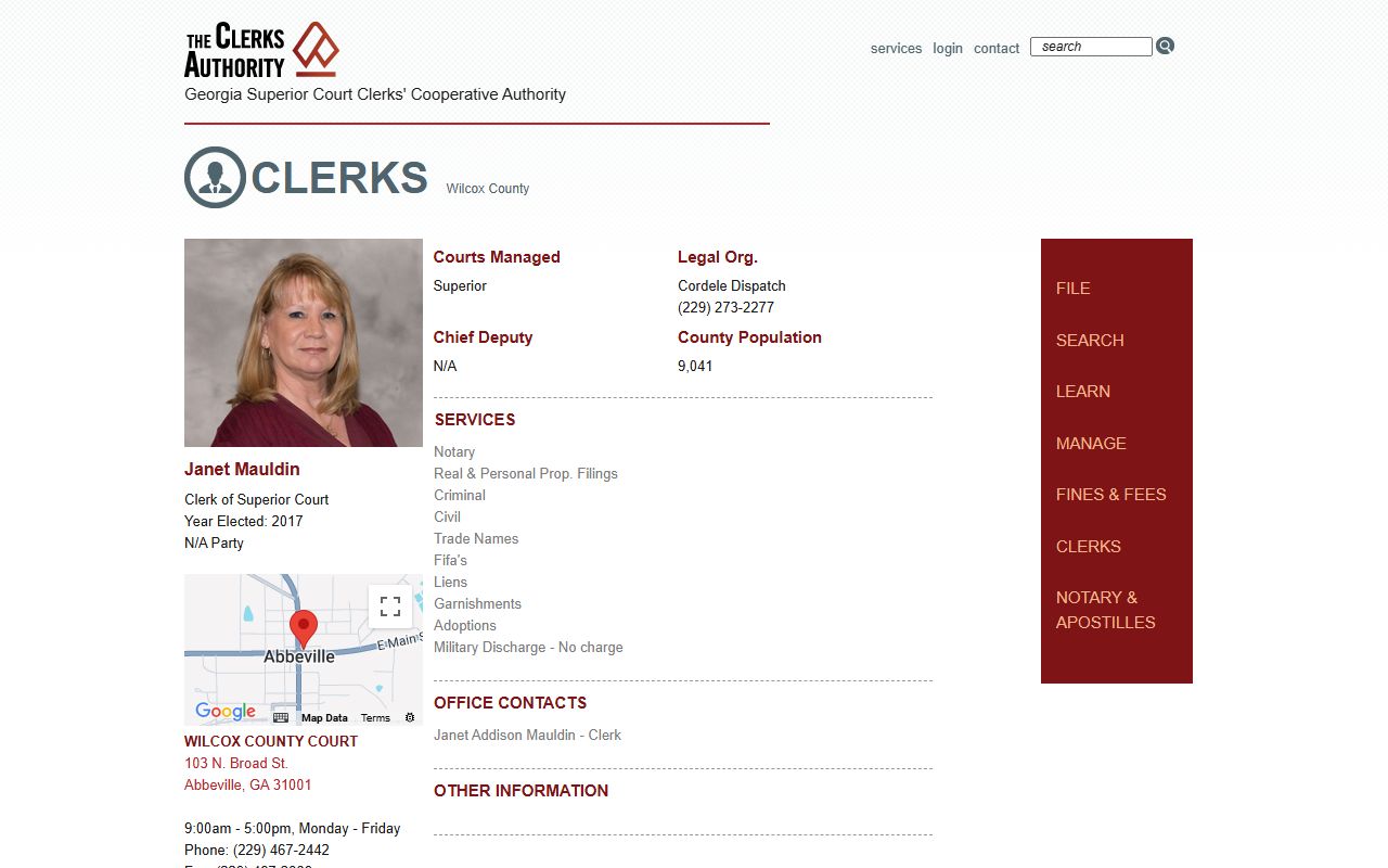GSCCCA Webster County clerk page for criminal court records