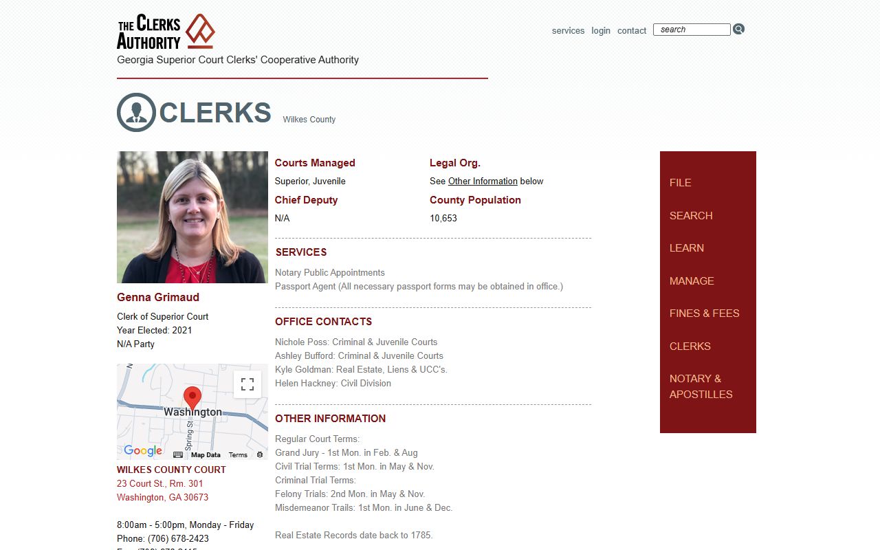 GSCCCA Wheeler County clerk page for criminal court records