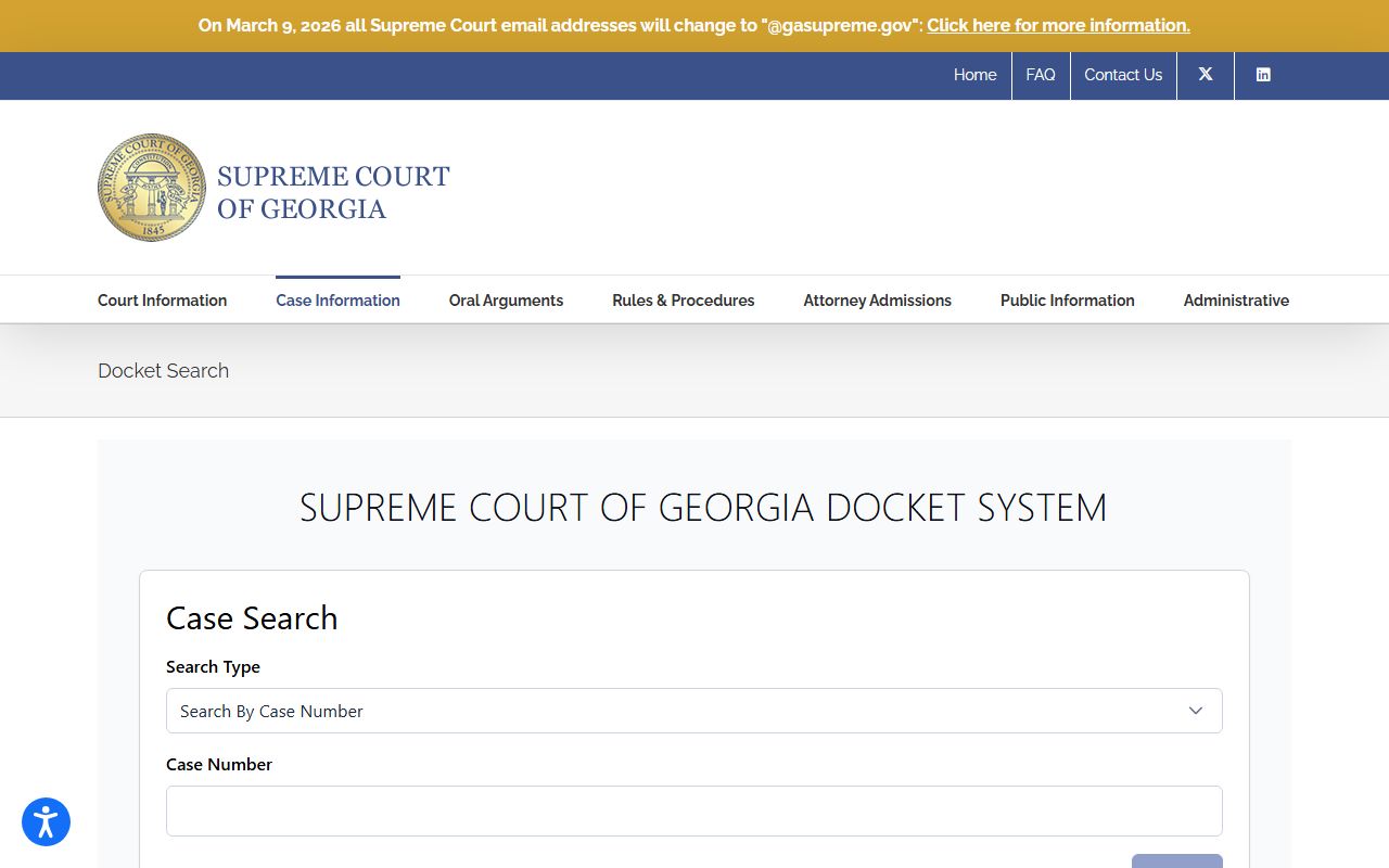Supreme Court of Georgia Docket Search for criminal case records